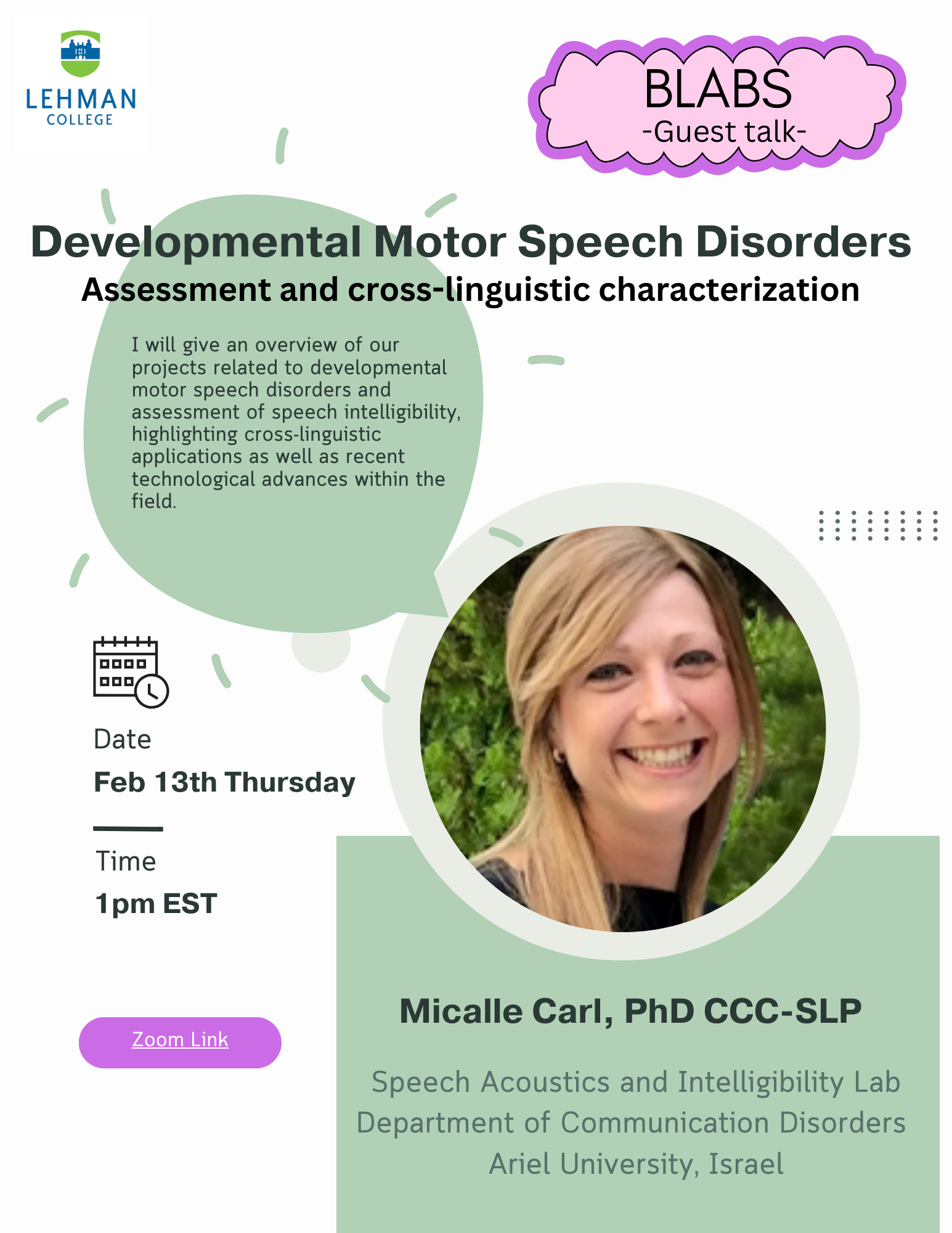 Guest Speaker – Micalle Carl